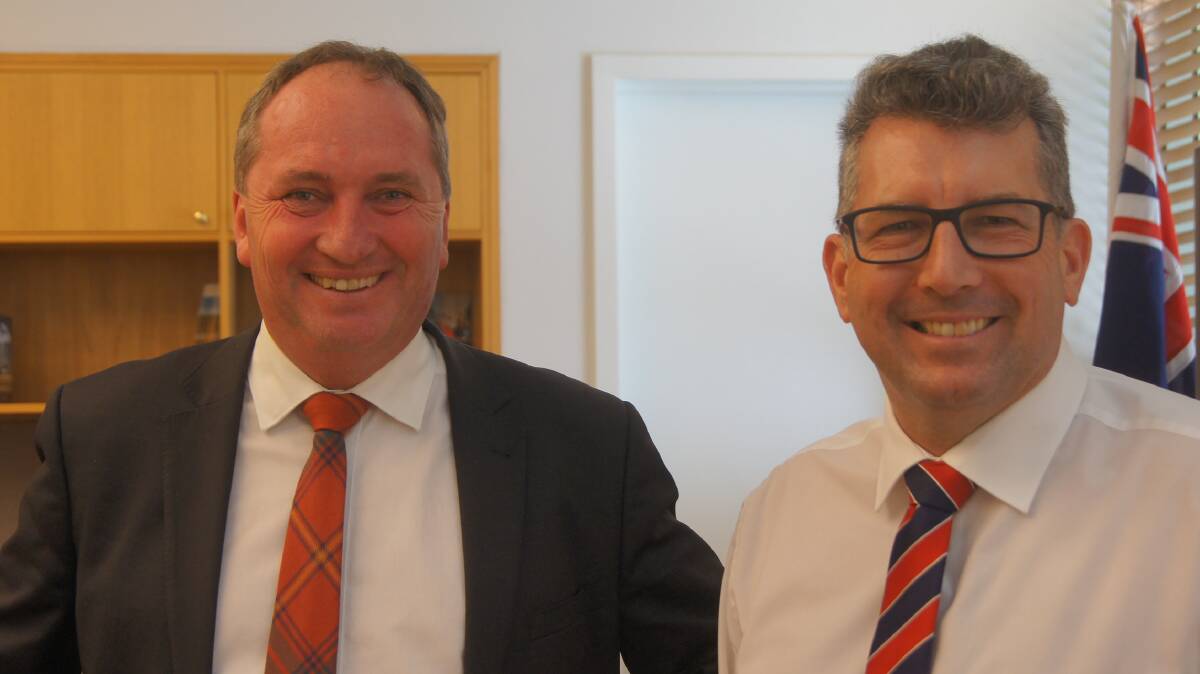 Deputy Prime Minister Barnaby Joyce (left) and his Assistant Minister and Queensland LNP MP Keith Pitt who will be palying a key support role for the farm sector in Canberra.