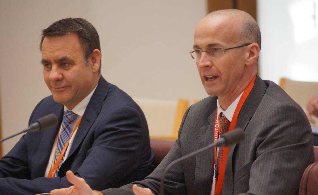 MLA Managing Director Richard Norton (left) and MLA Research, Development and Innovation General Manager Sean Starling, at last week's Senate hearing.