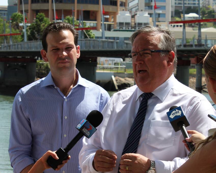 Northern Australia Minister Matthew Canavan (left) and Queensland LNP MP Ewen Jones welcomed Townsville being named home to the new Northern Australia CRC.