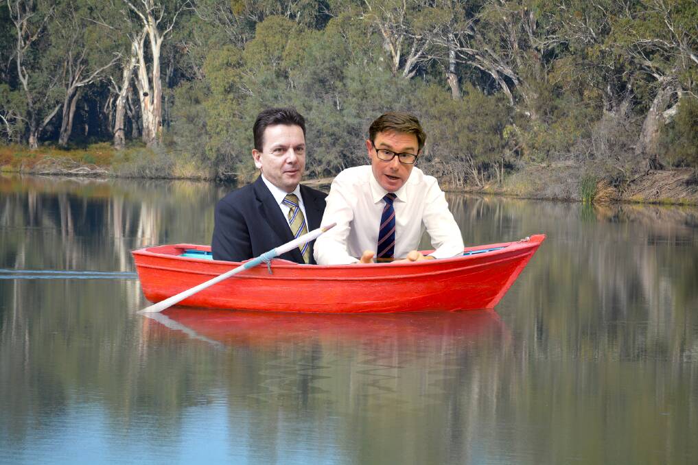 Independent South Australian Senator Nick Xenophon and Queensland Nationals MP David Littleproud - rowing forward on a pragmatic water-exchange mission.