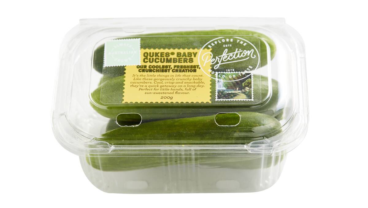 NEW LOOK: Perfection Fresh Australia's baby cucumbers, called Qukes, showing off the new label design as part of the rebranding.