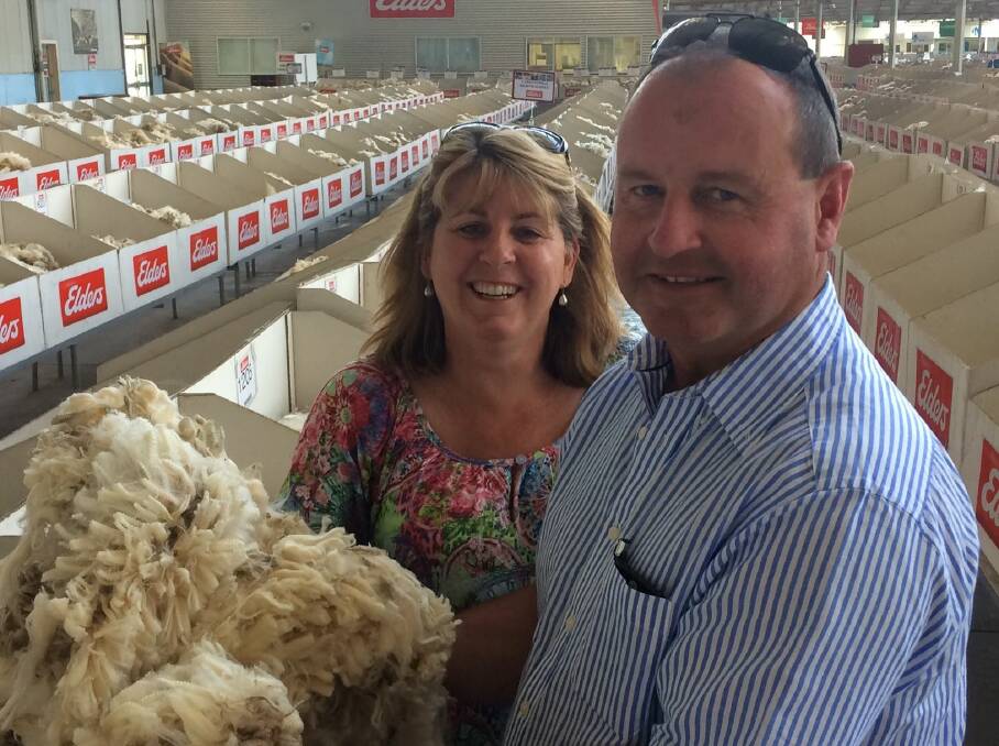 LOCAL SALE: Josie and Peter Davies, Kalangadoo, sold eight bales of 18.5M hogget wool at 1364c/kg last week. 