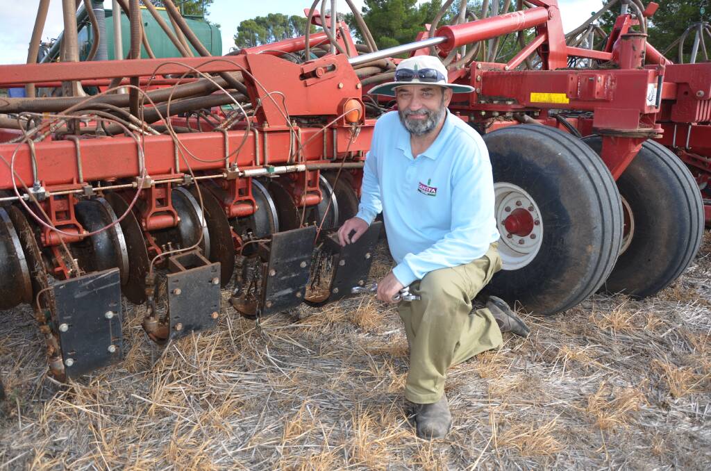 DEMONSTRATION DAY: South Australian No-Till Farmers Association research and development manager Greg Butler at a demonstration of water-jet seeding technology at Owen. 
