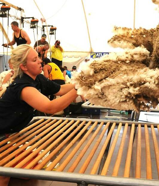 Finest quality: Champion wool handler Sophie Huf, of Hawkesdale, has claimed the National Woolhandling title at Warialda, NSW and will represent Australia in the world titles. 