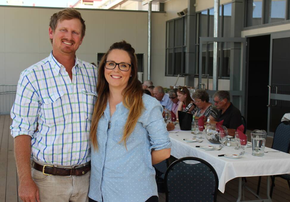 SNEAK PEAK: Kilterry Station owner Bob Lord and his fiance Claire Downey discuss their farming operations with tourists at a Paddock to Plate Luncheon in Julia Creek. Photo: Samantha Walton.
