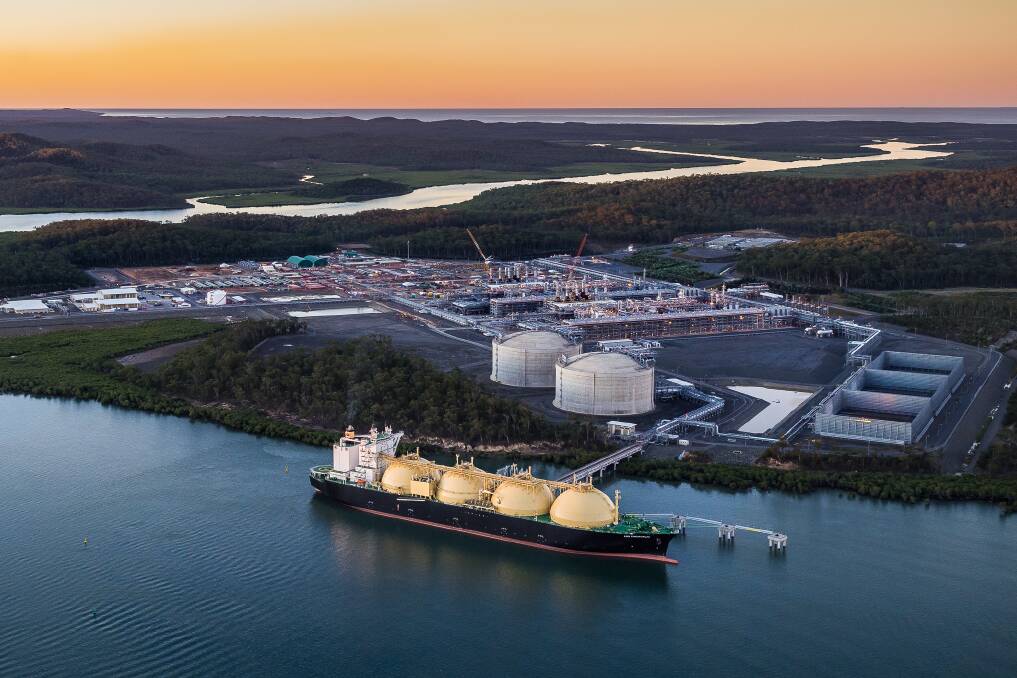 LNG cargo bound for Japan being loaded at the Curtis Island gas hub at Gladstone, Queensland. 