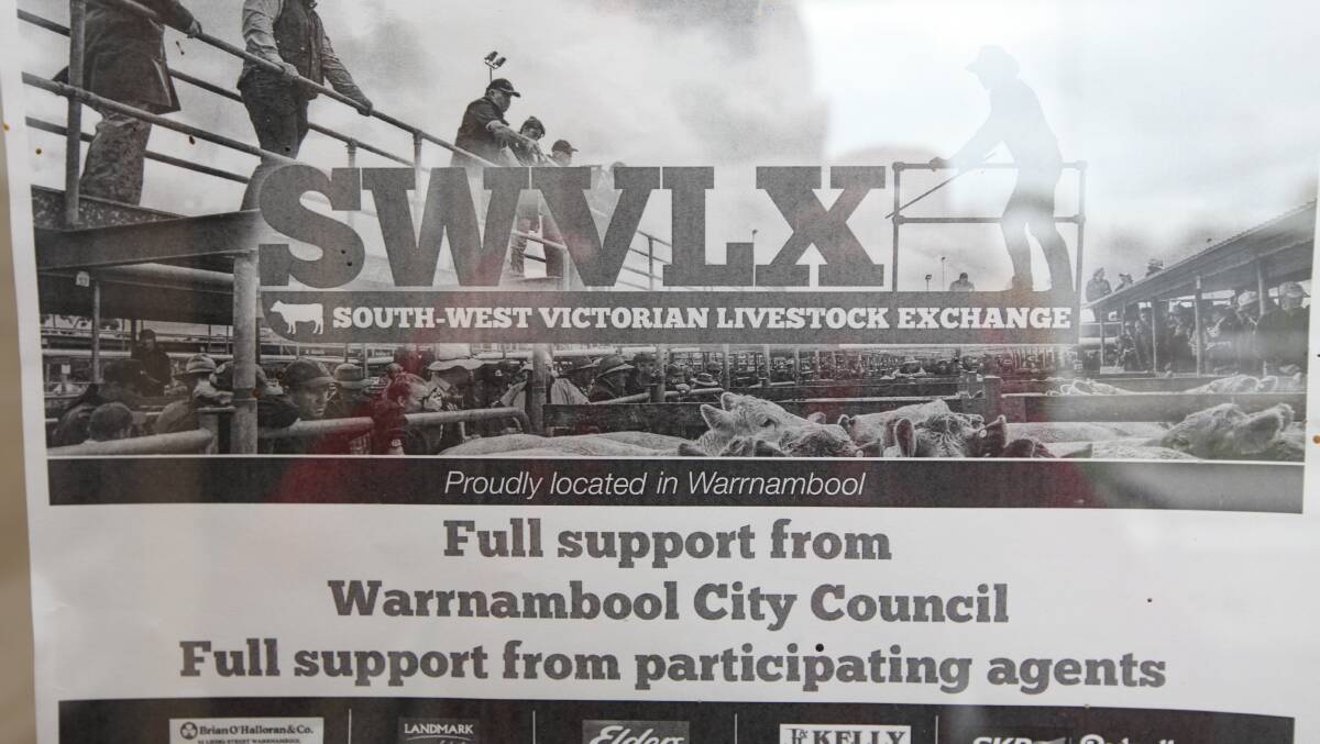 A flyer from the South West Victoria Livestock Exchange at Warrnambool promoting the saleyards as it faces competition from new saleyards at Mortlake.
