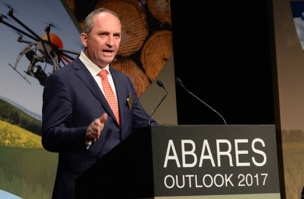Deputy Prime Minister and Agriculture and Water Resources Minister Barnaby Joyce opening ABARES Outloook 2017 conference.