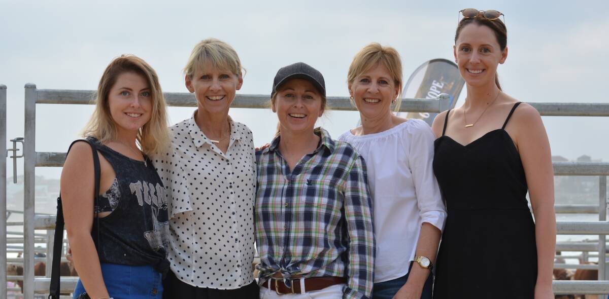 The family of trasnplant recipient Wendy Brown came to Sydney for the Herd of Hope charity cattle drive. Lucy Huxley, Debbie Huxley, both of Harden; Wendy Brown, Harden; Jenny Roberts, Young, and Emma Ross, Young.