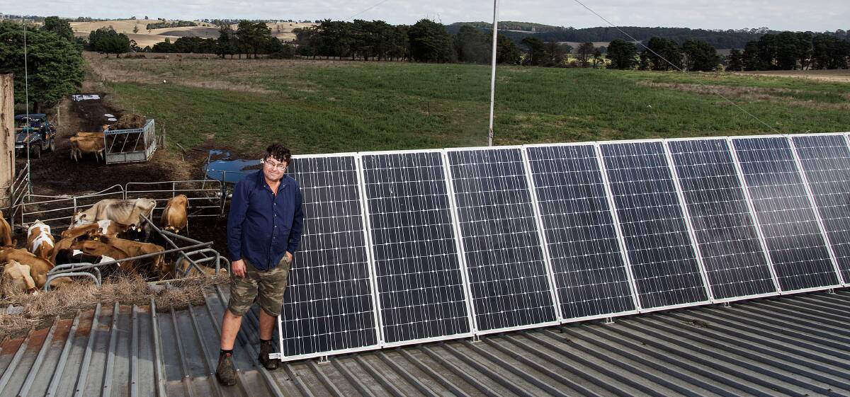 Renewables: Athlone dairy farmer Lindsay Anderson uses solar and wind to provide up to 15kW of off grid power stored in batteries, as well as connection to the grid.. Photograph Paul Jeffers.