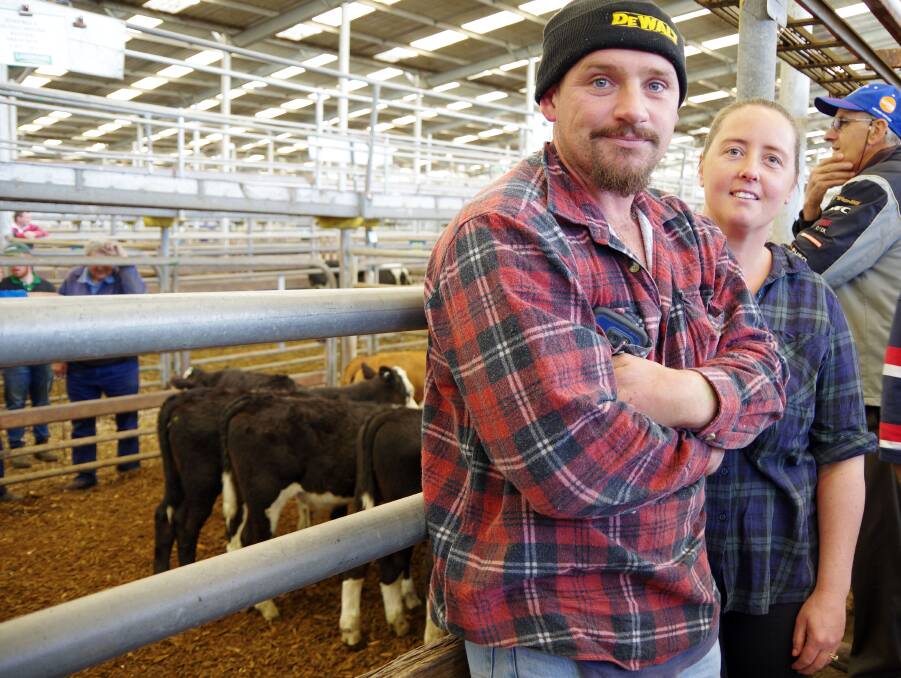 Ben and Alisha Hitchings, Wonthaggi, witnessed a phenomenal sale at Leongatha on Thursday, when his father's 3mo Hereford-Friesian bull calves (pictured) sold at $680 and heifer calves sold at $570.