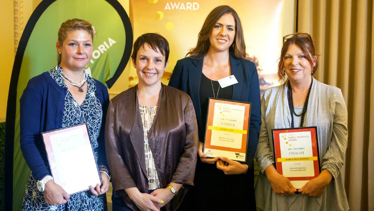 Finalists: Emily McVeigh (left), Agriculture Minister Jaala Pulford, winner Dr Jessica Lye and Karen Williamson. 