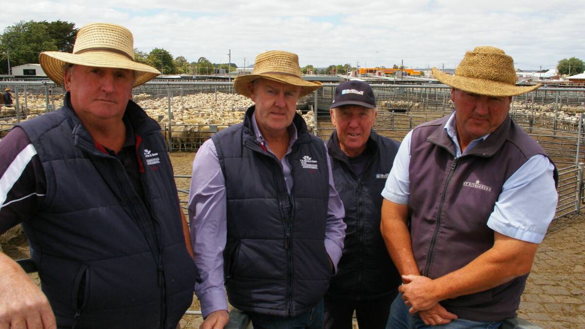 Ballarat agents, Mick Madden, Gerard While, Peter McConachy and Bernie Nevins air their concerns over the Miners Rest saleyards project.