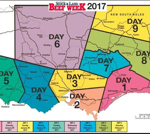The Stock & Land Beef Week map for 2017.