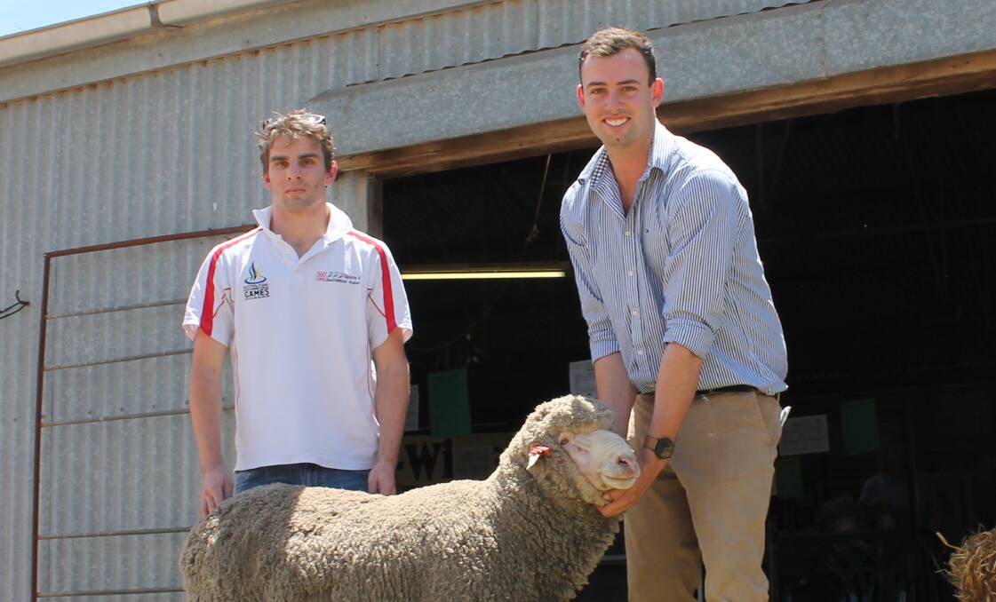 Anthony Close (right), Kurra-Wirra Merinos, is interested in Stock & Land's Sheep Week event. He is pictured with Edmond Lyon, Glenthompson.