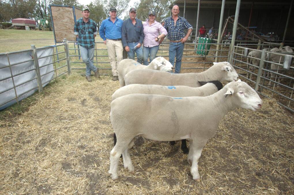 At Ashley Park's annual ram sale, the buyers of the top priced sires were Jarrod Blandford, Ararat, Kane Stewart (for M&D Stewart), Hillside, Brian Kyle, Brisbank Pastoral, Leongatha and Bengworden, and Ken Dawson, Nicholson, with Lorren Cole, one of the partners in Ashley Park stud.