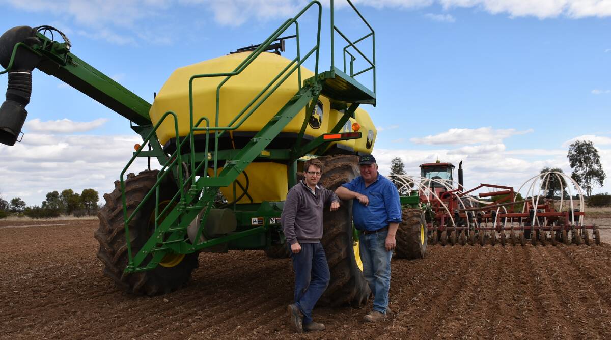 SOWING BEGINS: Will and Chris Hewitt have just begun sowing canola on their Warracknabeal property.