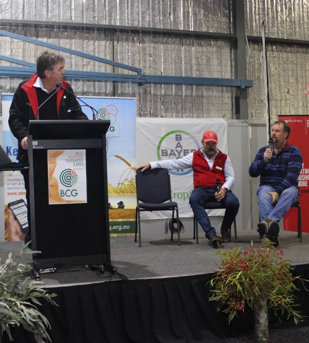WISDOM: BCG chief executive Chris Sounness, Minyip farmer Paul Petering and BCG technical officer Chris Cook provided their insight at the BCG Future Farmers Expo.