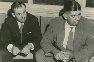 The wool industry's two Bills, Vines (left) and Gunn, pictured together in 1962.