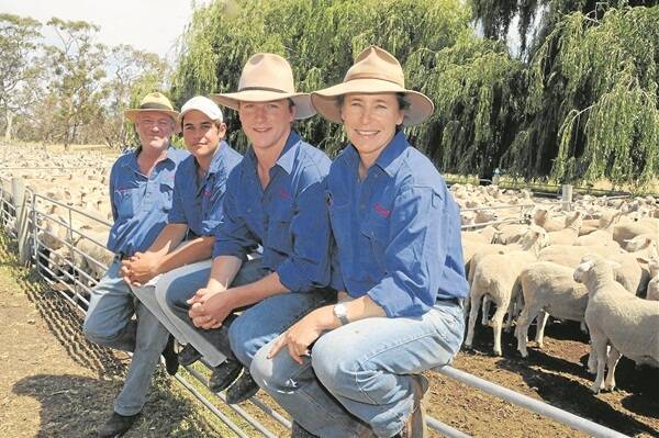 Cooranga's Jim James is pictured with son Nathan, nephew Alec Ross, and sister Wendy James-Ross. The James family said prices at the sale were better then expected, considering current circumstances.