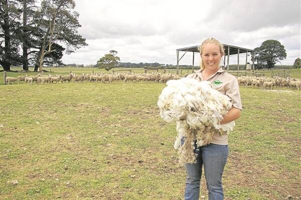 Sophie Cameron from Hawkesdale pictured with some of her family's Merino wool.