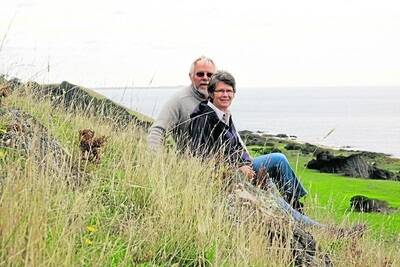 Donald and Bronwyn Graham are retired King Island farmers who believe the proposed TasWind project will destory their community. Mr Graham said the land in the horizon will be the land covered in the turbines and the turbines will be twice the elevation from where the couple are sitting.