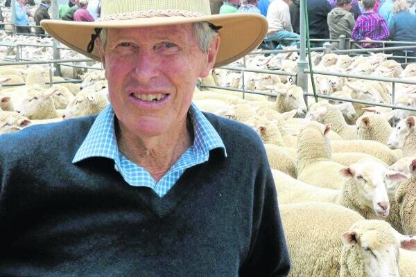 Donald Lang, Weering, trading as A Lang & Sons had the honour of selling the first pen at the Ballarat ewe sale last week. His September-shorn yard of 104 made $178 and he said growing out sheep on good clean cropping country was an ideal method of producing quality young ewes. 