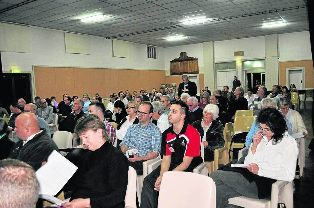 CONCERNED RESIDENTS: Close to 100 people packed into Rymill Hall in Penola on Monday night for the South East Local Government Association Community Information Session on Unconventional Gas Exploration and Development.