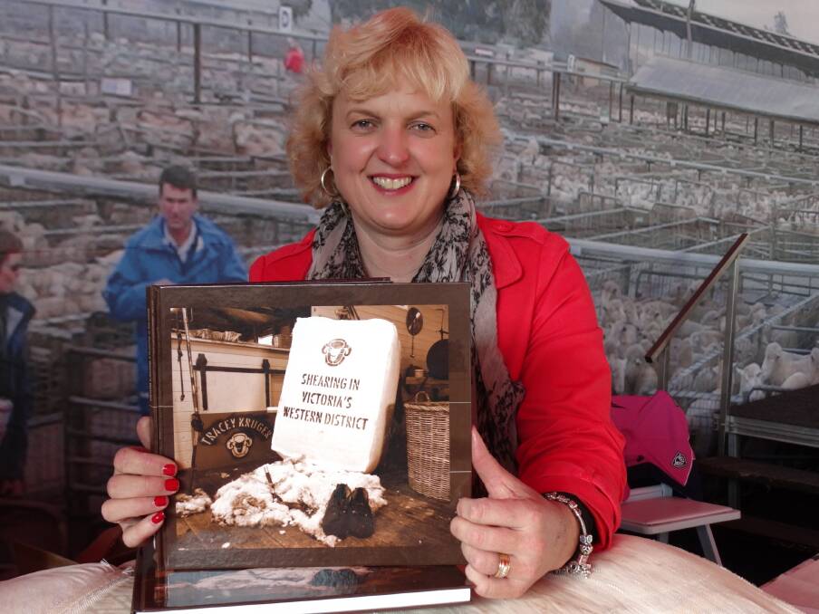Tracey Kruger with her book Shearing in Victoria's Western District.
