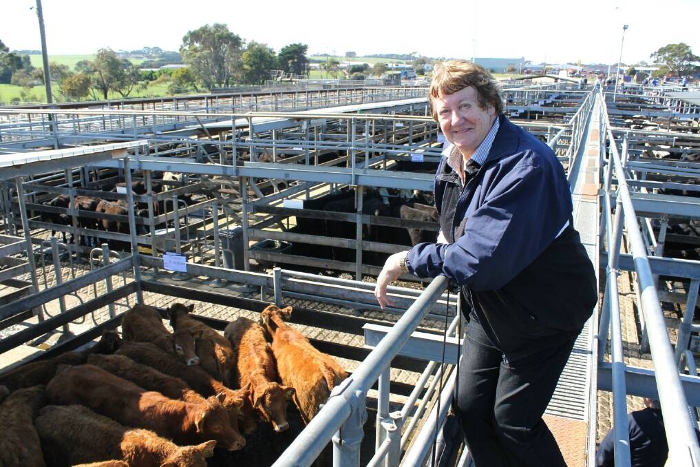 Joan Symons, Lanaud, Warrnambool, was smiling after receiving the top weighed heifer price at Warrnambool at 198c/kg for her 15 Limousins, 267kg.