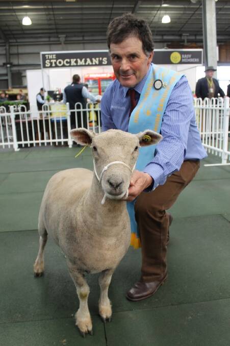 Graeme Dehnert, Fernhill, Ballan, with his supreme Southdown exhibit - the grand champion ewe.