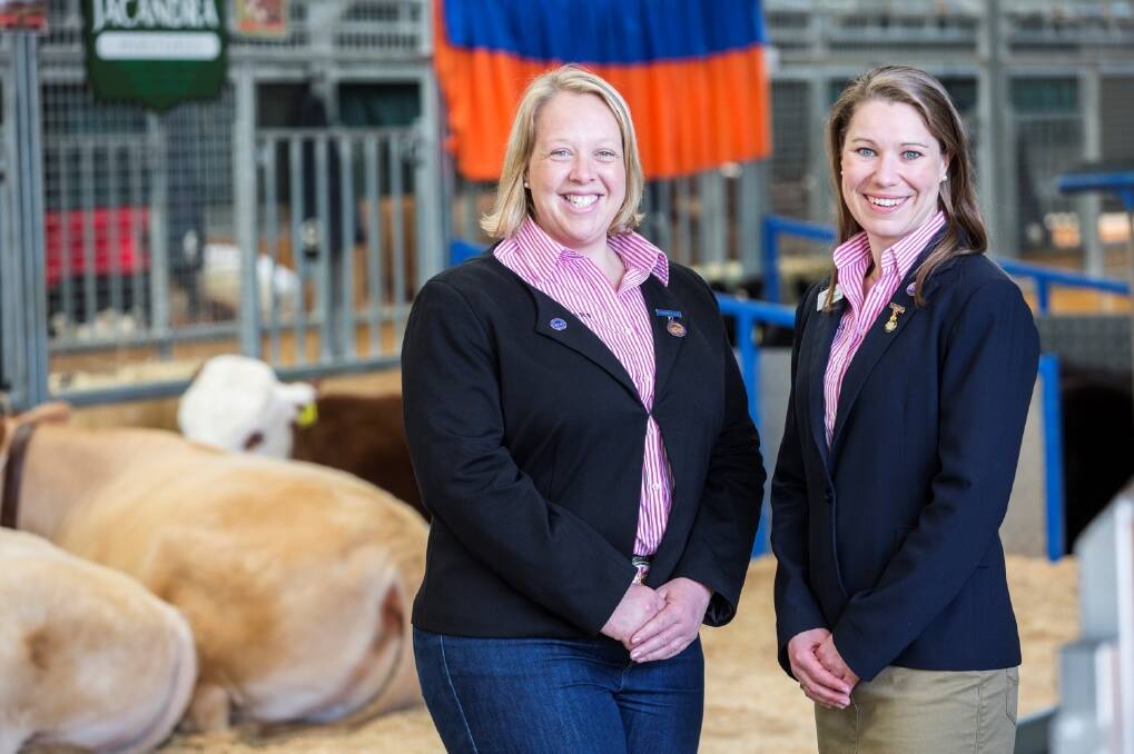 2014 Rural Ambassador Awards runner-up Stephanie Muir and State winner Melissa Neal at the 2014 Royal Melbourne Show.