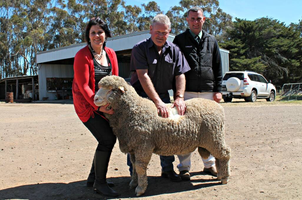 Stud principal Felicity Brady, Landmark auction Peter Godbolt with Tom Bibby (centre), from Tatyoon, who has been a Stavely Park client of more than 10 years and purchased four lots to av $1710, including two to $2400.