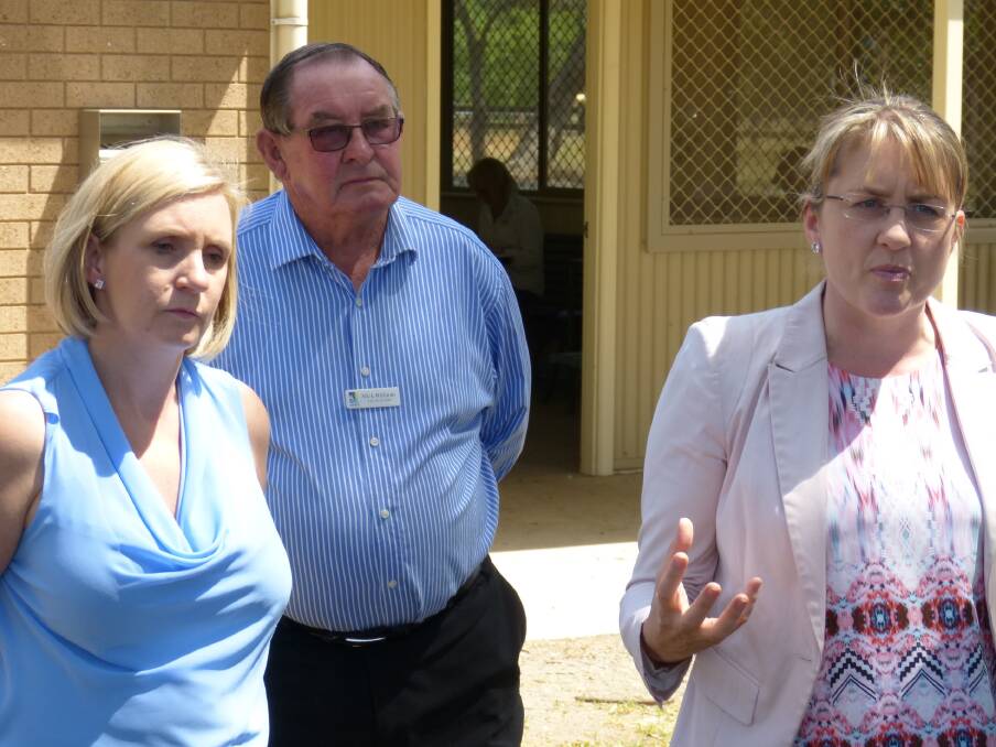 Clare Malcolm (left), the Australian Labor Party candidate for Strathbogie Shire, was pictured at the conclusion of the Euroa store cattle sale on Friday, with the Honourable Jacinta Alllan, Shadow Minister for Police and Emergency Services (right) and rural and regional development, and Councillor Mick Williams, of the Strathbogie Shire.