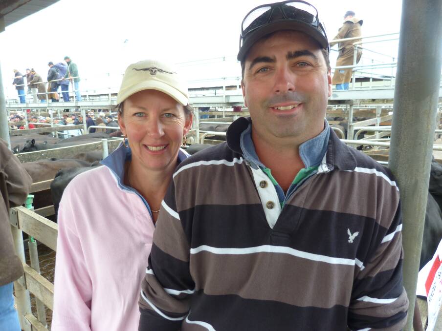 Susie and Ryan McClure, Harrow were volume vendors at Warrnambool F1 sale selling 105 bucket-reared F1 springing heifers to $1275, and 90 unjoined F1 heifers to $700.