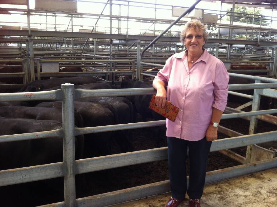Marg McMahon and husband Billy, of Walpa, sold a line of Angus cows with Limousin calves and depastured to a Limo bull, to $1390/unit at today's store cattle sale at Bairnsdale.