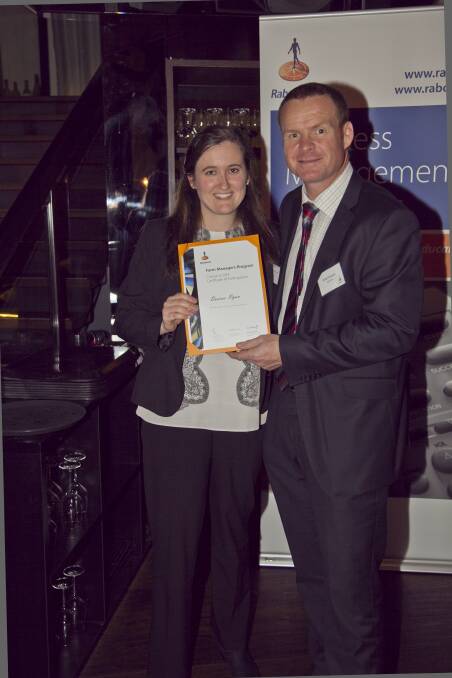 Allansford dairy farmer and accountant Desiree Ryan (left) with Rabobank Victorian state manager Todd Charteris