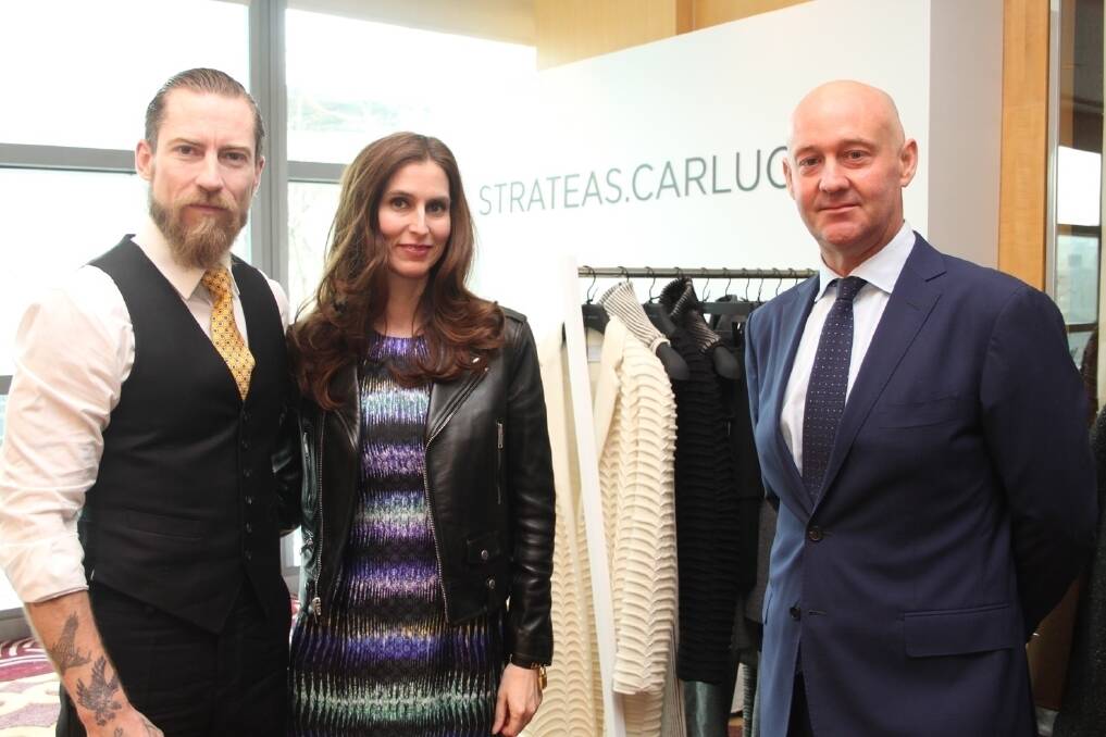  CEO Stuart McCullough (right) with judges Justin O'Shea, mytheresa.com, and Colleen Sherrin, Saks Fifth Avenue, US, at the media conference for the IWP womenswear final in China last week.