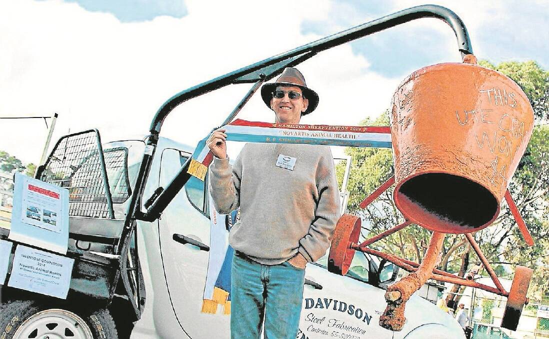 Rod Davidson, Davidson Engineering, Casterton, demonstrated his mounted crane by lifting a cement mixer. The crane won last year’s Sheepvention invention competition and he is returning this year to defend his title.