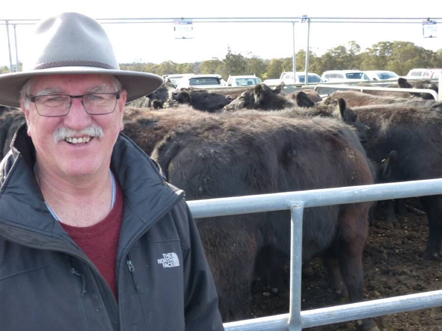 Doug Nicholls, Nugong Pastoral Co, Seaspray, only offered one pen of steers at the Rodwells Heyfield annual feature spring sale last Friday. While Doug only sold one pen, it was the top price achieved in a very strong market. Doug sold 18 Angus yearling steers, estimated to weigh 550 kilograms liveweight for $1770, a price that Doug was very grateful to receive.