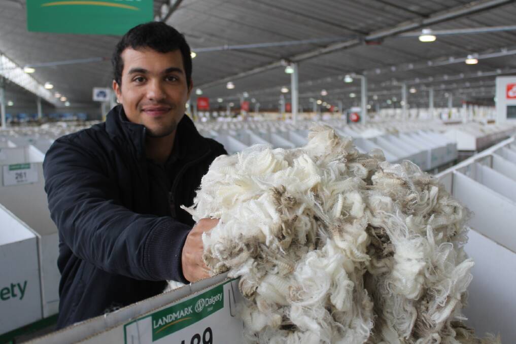 Francisco Ferreira, Paraguay, taking a closer look at some of the wool on offer at Melbourne last week.