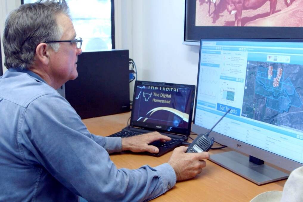 Lansdown Research Station field technician Steve Austin using the digital dashboard which will be showcased during an open day at Spyglass Beef Research Station on October 9.