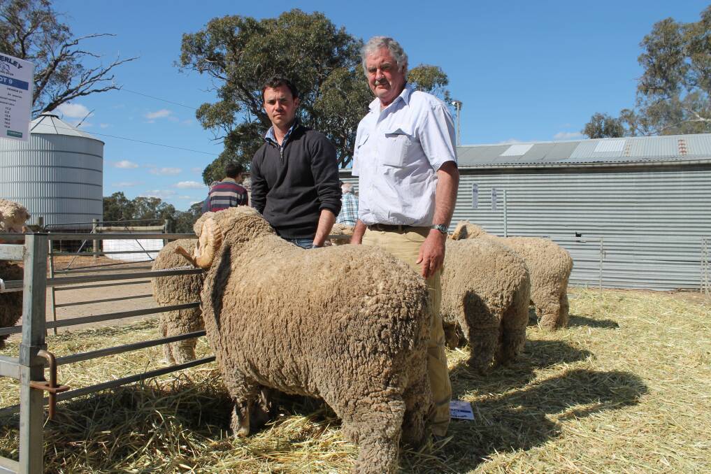 Sam Nicolson, Fingal Valley and his agent Andrew Clavert, Roberts, Tas with their purchase, Lot 10.