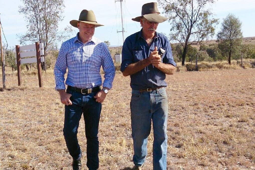 Joel Fitzgibbon talking with a constituent on a recent drought tour. 