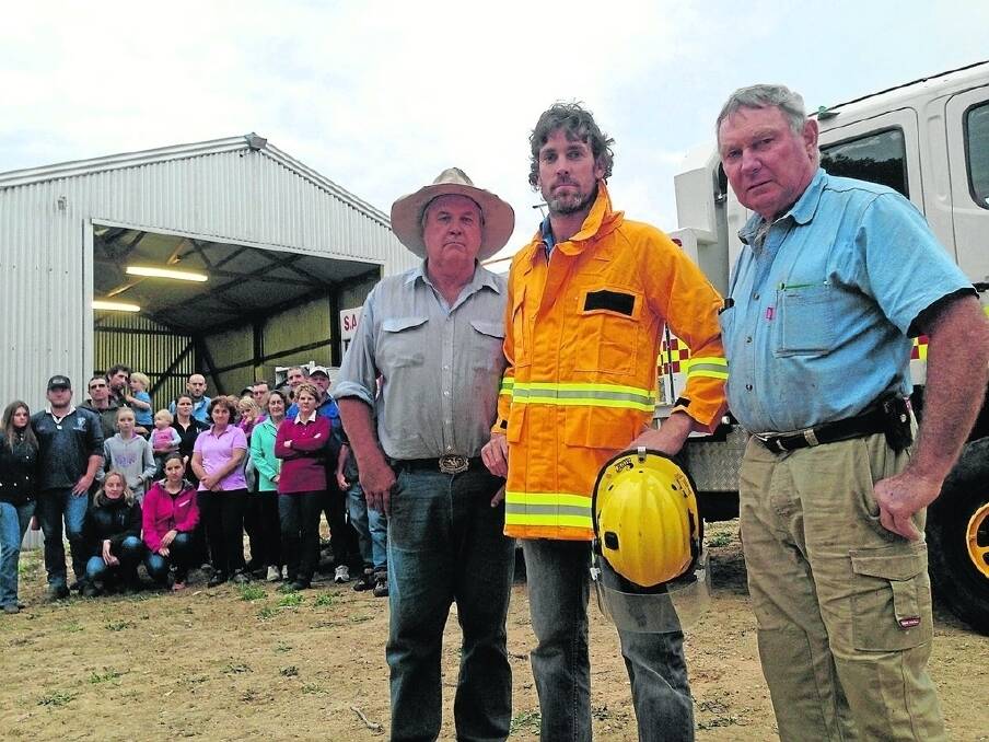 Keilira CFS brigade’s Phil Clarke and Mark Bruce and Avenue Range CFS volunteer David Crawford are protesting the large increases in the emergency services levy in the past two years. The two brigades have vowed not to fight fires on government land.