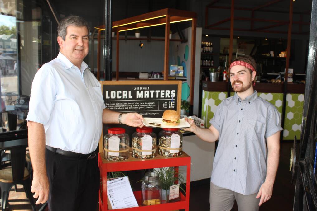 Grill'd burger restaurants will support farmers of the Waroona-Harvey fires through donations from the 'Local Matters' initiative, says WAFarmers chief executive officer Stephen Brown and Grill'd Leederville restaurant manager Daniel Griffin.