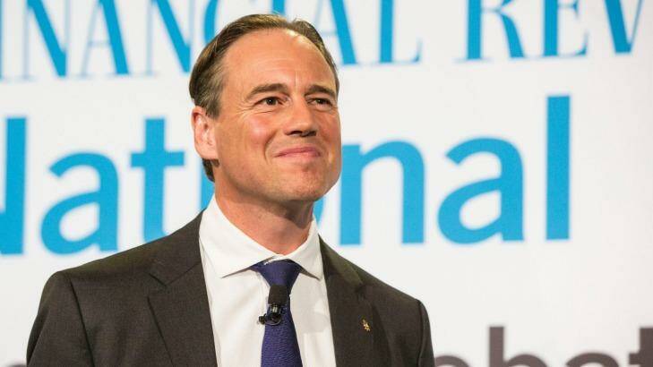High hopes: Greg Hunt speaking at the AFR Innovation Summit in August. Photo: Jessica Hromas