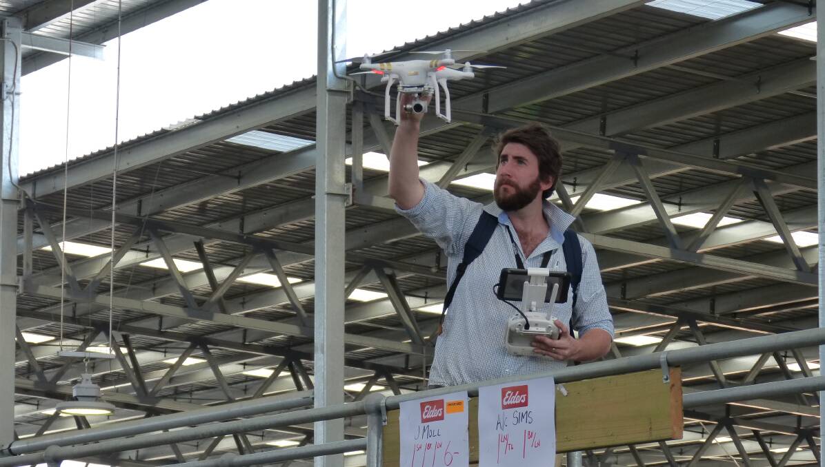 This young man was trialling drone technology at the recent opening of the Gippsland Regional Livestock Exchange at Sale.