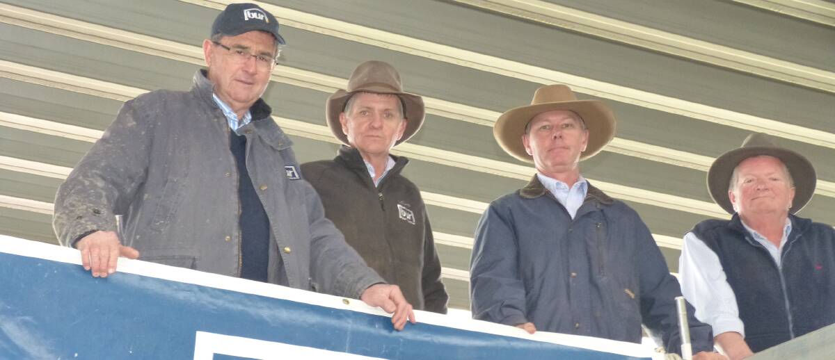L-R Gerard Ryan, Michael Unthank, Jim Hiscock and Gerard Unthank, Brian Unthank Rural, Wodonga, at the recent Wodonga store cattle sale. 