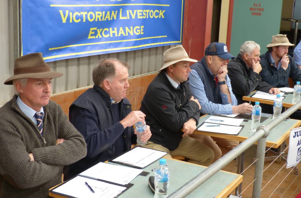 Bright future: The 
judging panel and advisers for the young 
auctioneer competition, held at the VLE 
Pakenham recently, listen intently. 